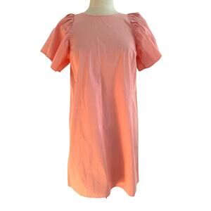 Madewell Poplin Flutter Sleeve Shift Pink Dress Size Small 100% Cotton